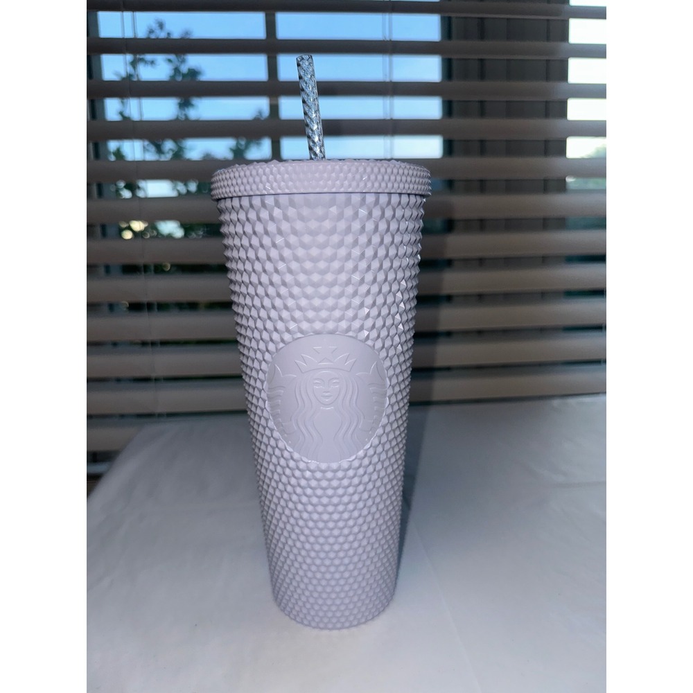 Starbucks White Studded Venti Tumbler 24oz Cold Cup Grid Bling